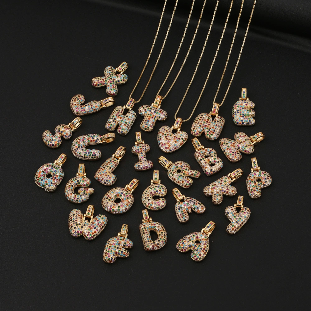 Colorful zircon jewelry English alphabet necklace