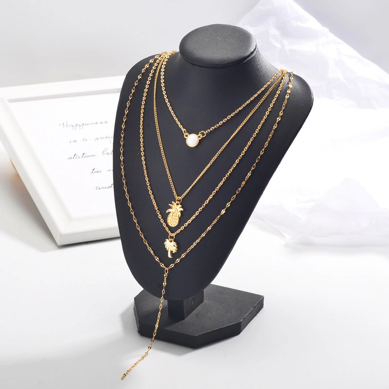 4 layers pineapple coconut short sexy neck chain clavicle chain