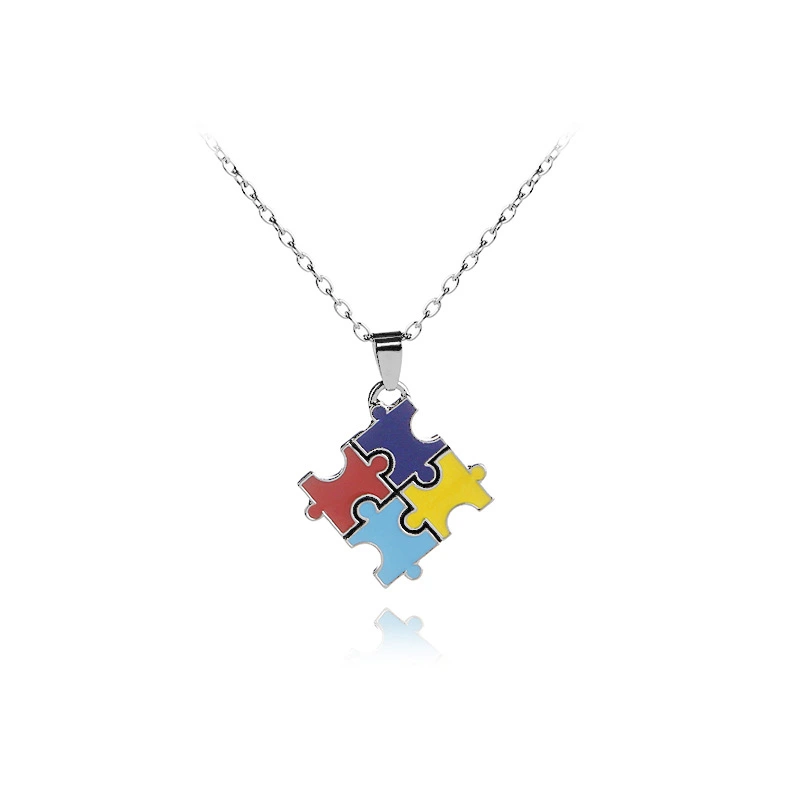 Jigsaw geometric puzzle necklace