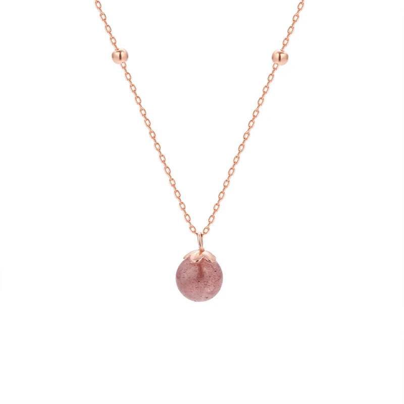 Natural Strawberry Crystal Pendant Necklace