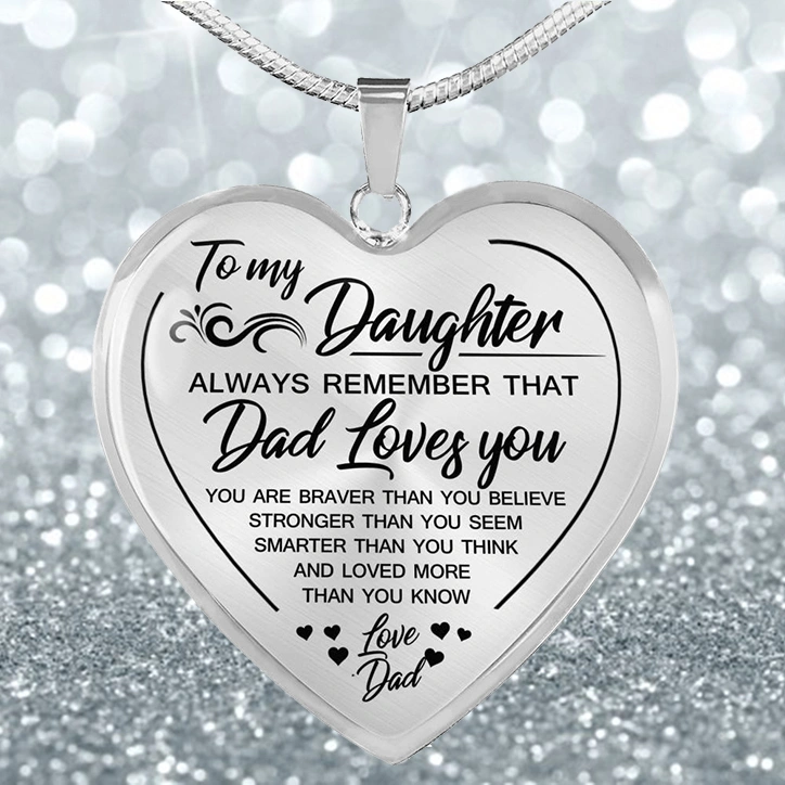 Necklace To my Daughter lovedad Peach Heart Alloy