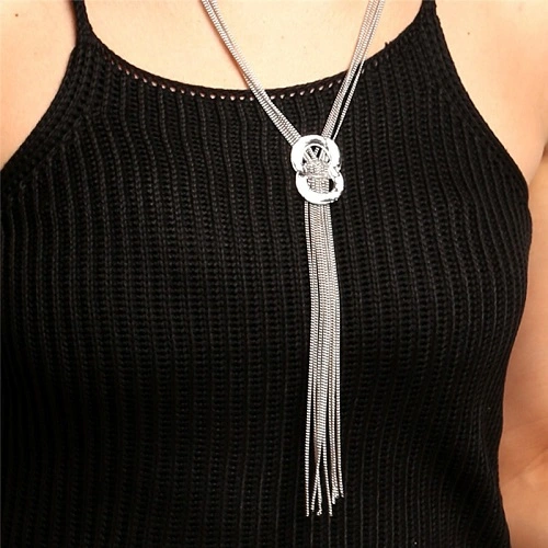 Tassel double ring necklace