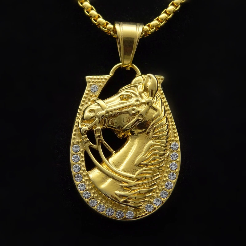 Golden Horsehead Necklace Pendant