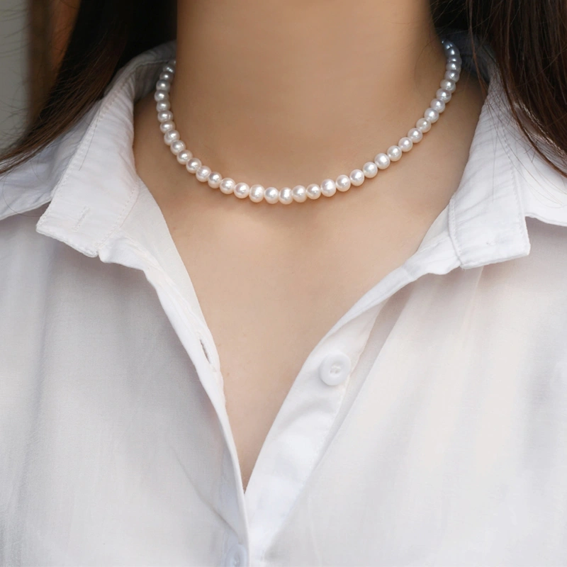 Natural Pearl Necklace Female Clavicle Chain 925 Silver Personality