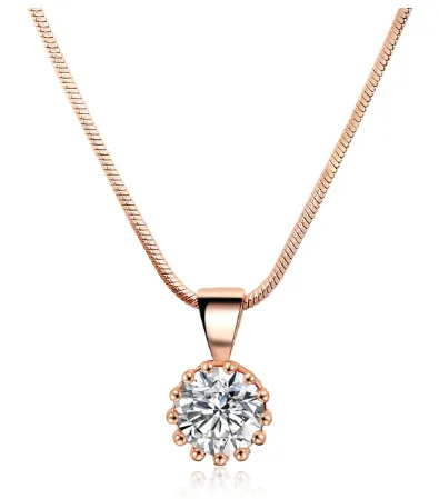 Rose Gold and White Gold Plating Zircon Pendant Necklace