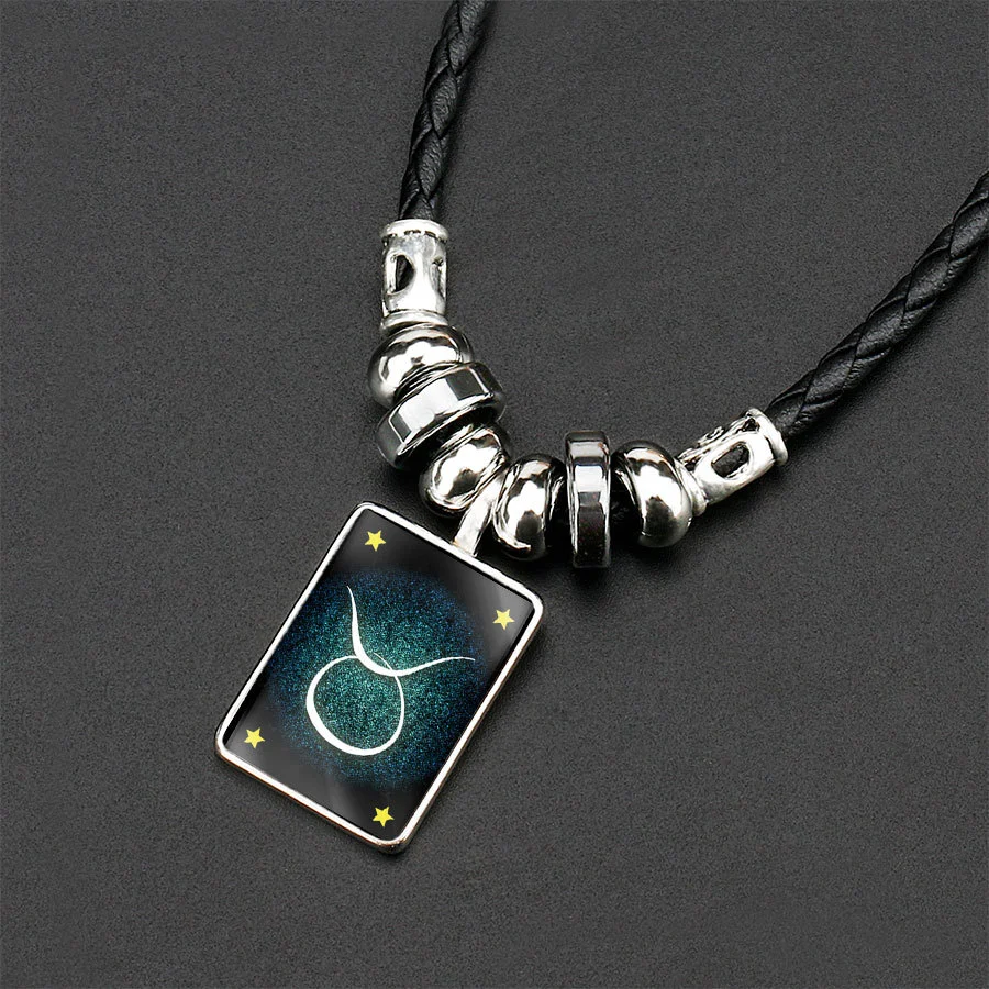 Obsidian Zodiac Couple Pendant Necklace