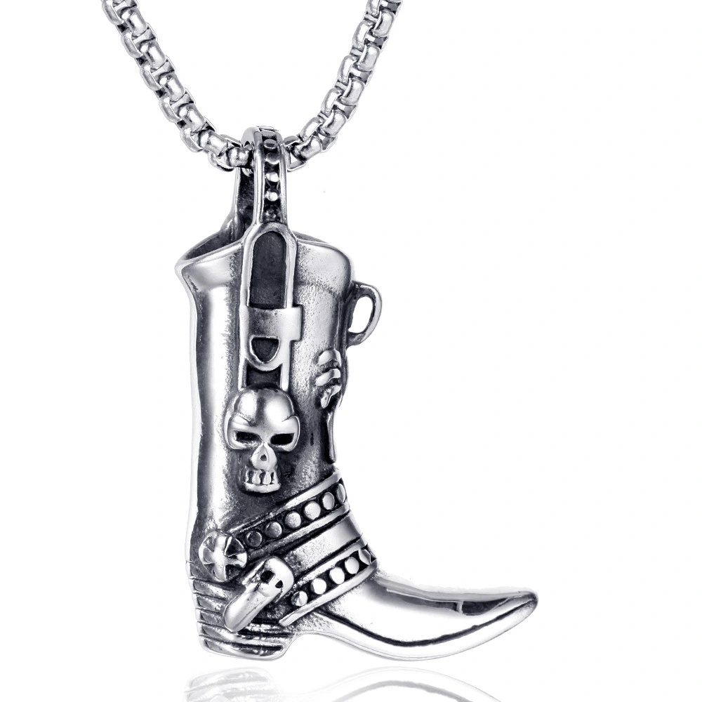 Men's stainless steel skull retro necklace