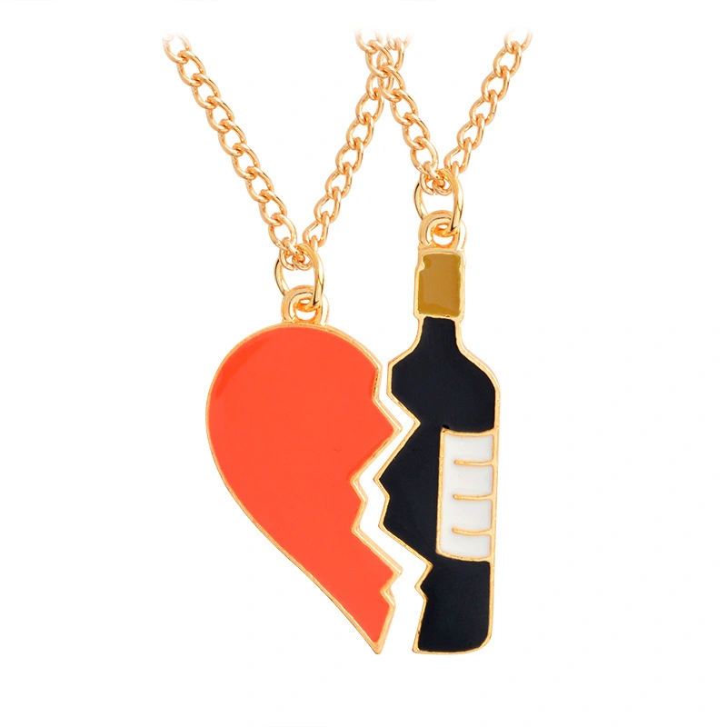 Wine bottle love suit Necklace