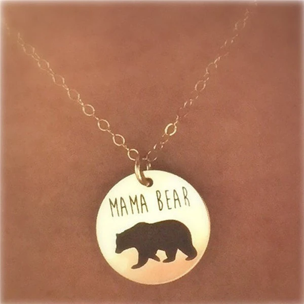 Alloy two-color bear necklace