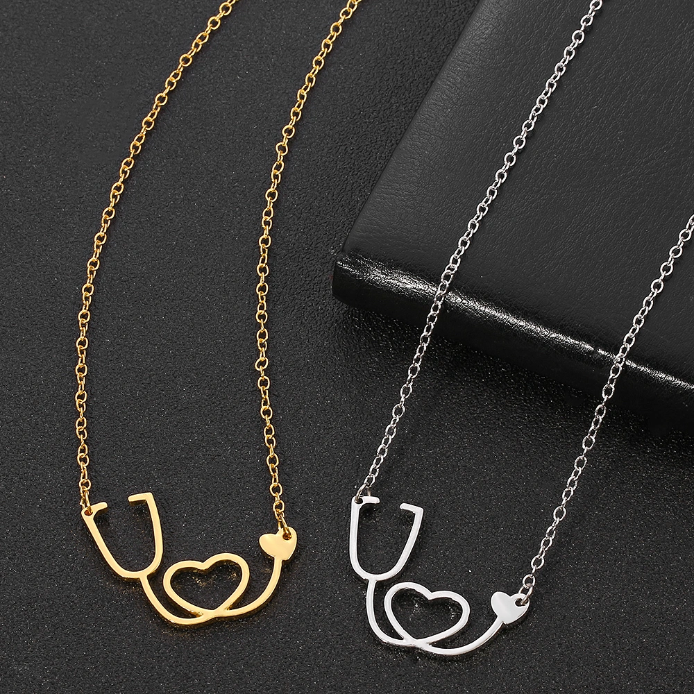 Rose gold love titanium steel necklace