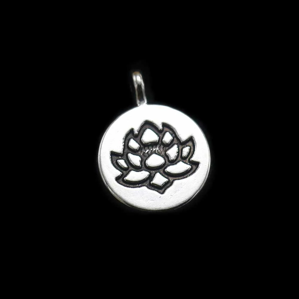 Vintage alloy round lotus pendant handmade jewelry