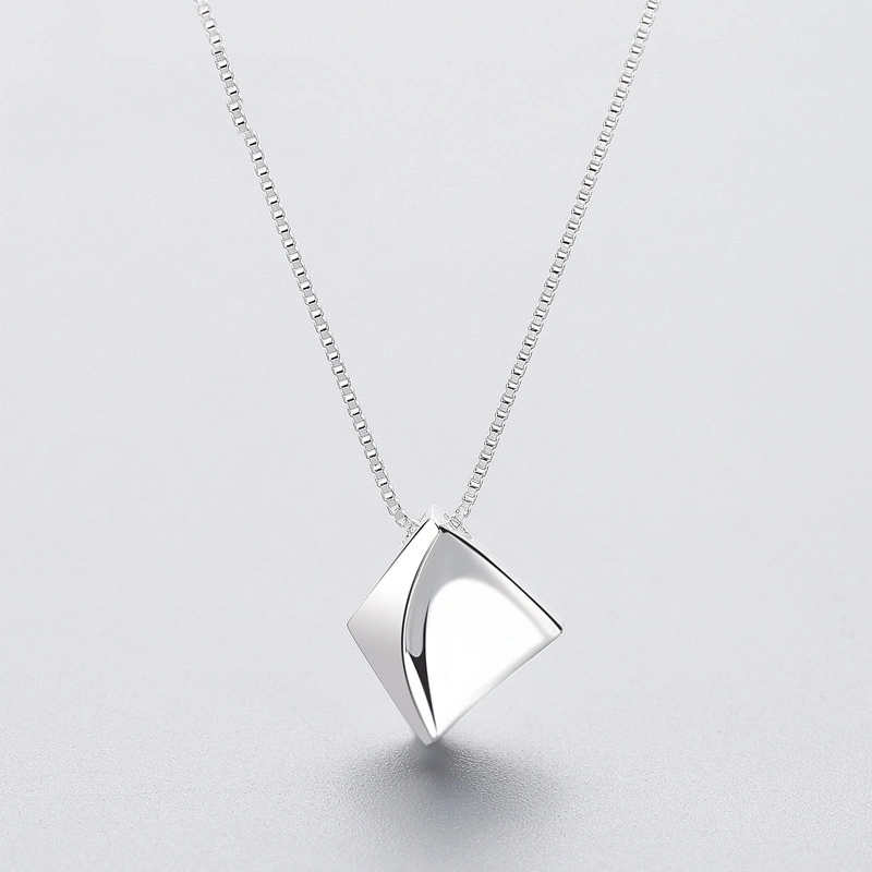 Irregular Mini Pendant Plain Silver Box Chain