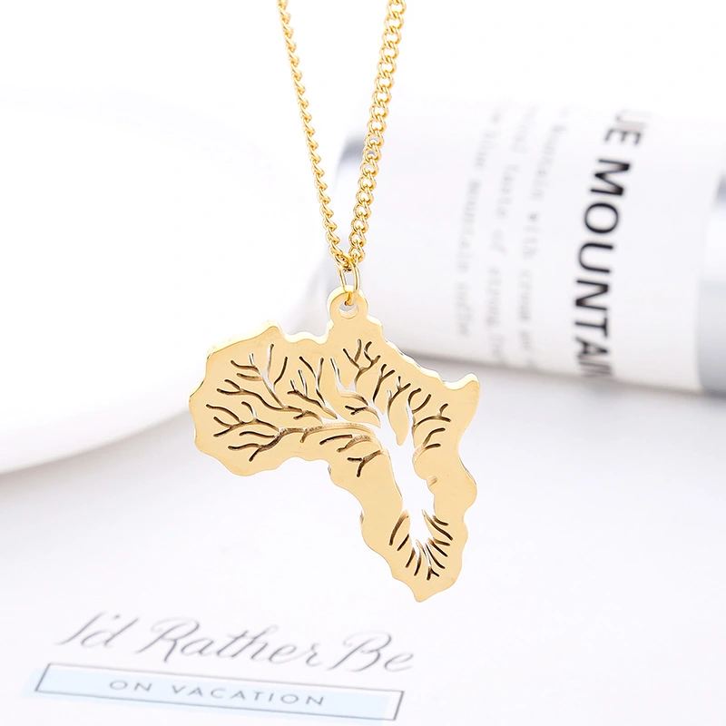 Africa Map Tree of Life Pendant Necklace