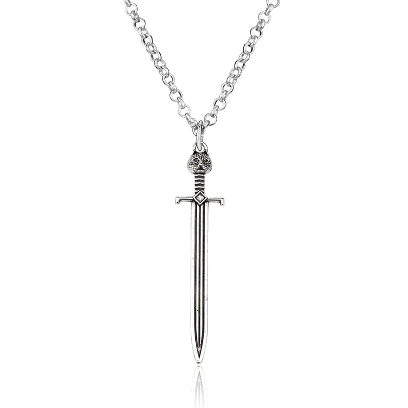 Double-headed cross sword pendant necklace