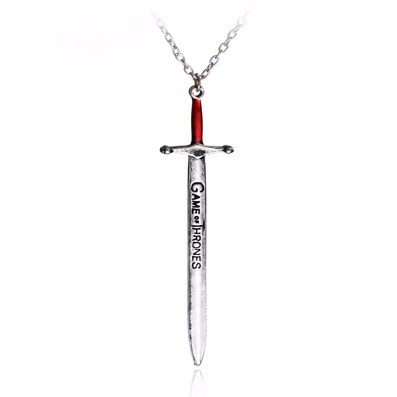 Game of Thrones Stark Wolf Sword Necklace