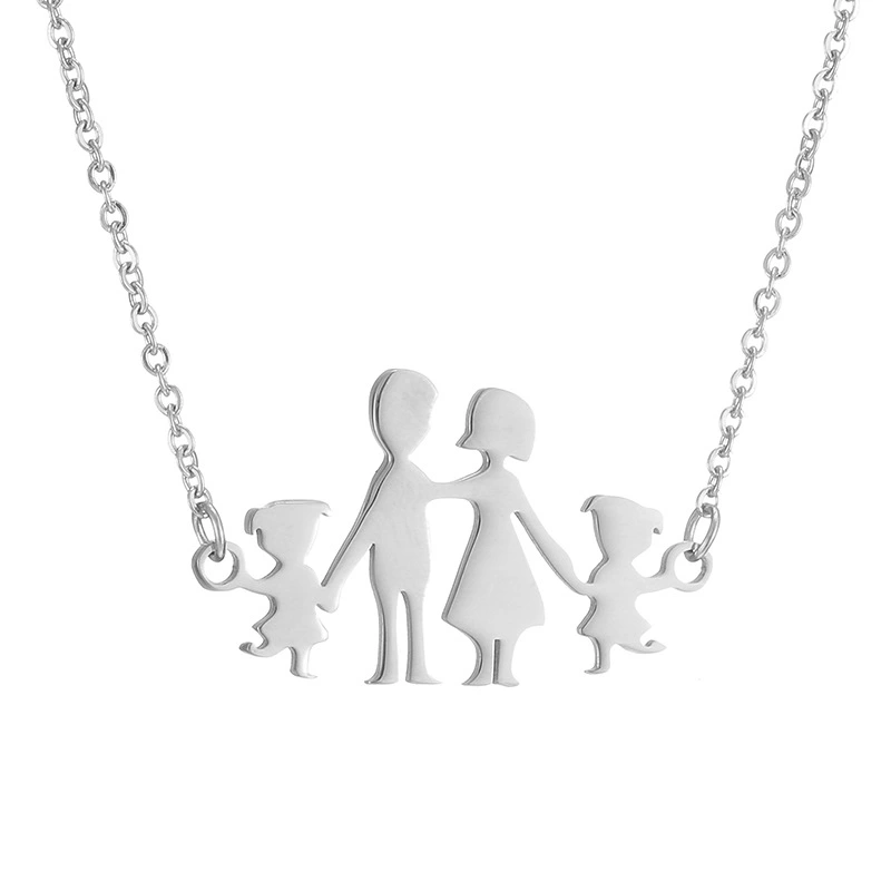 Titanium steel parent-child necklace