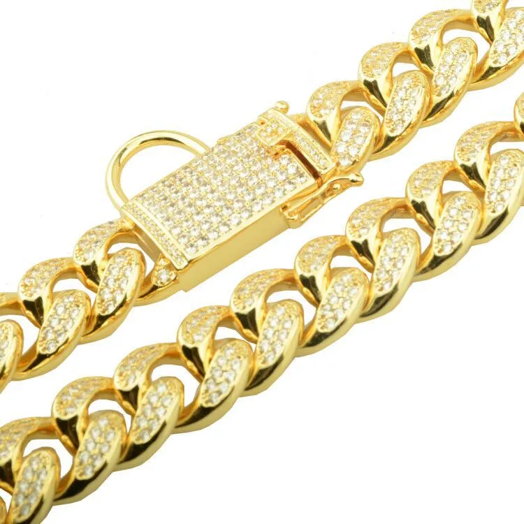 Gold steel diamond dog chain collar
