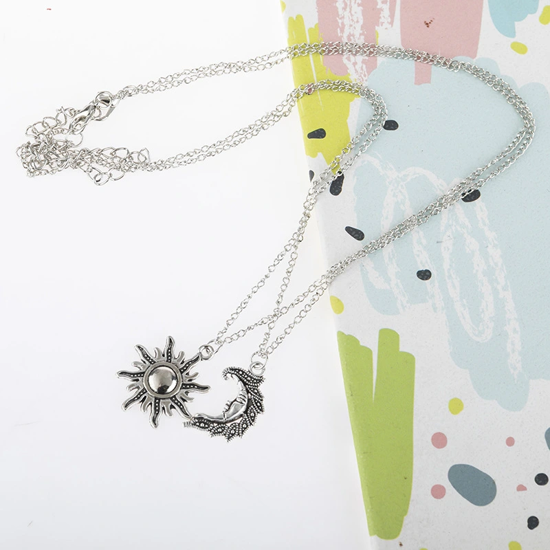 Moon Pendant Vintage Good Friend Couple Necklace