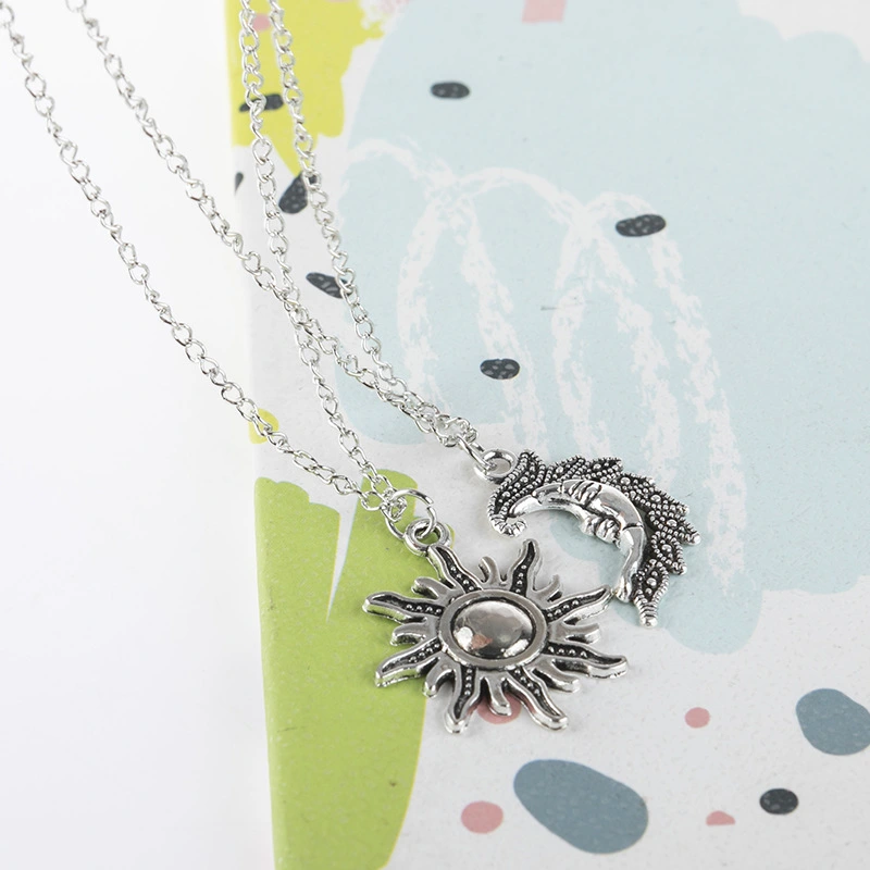 Moon Pendant Vintage Good Friend Couple Necklace