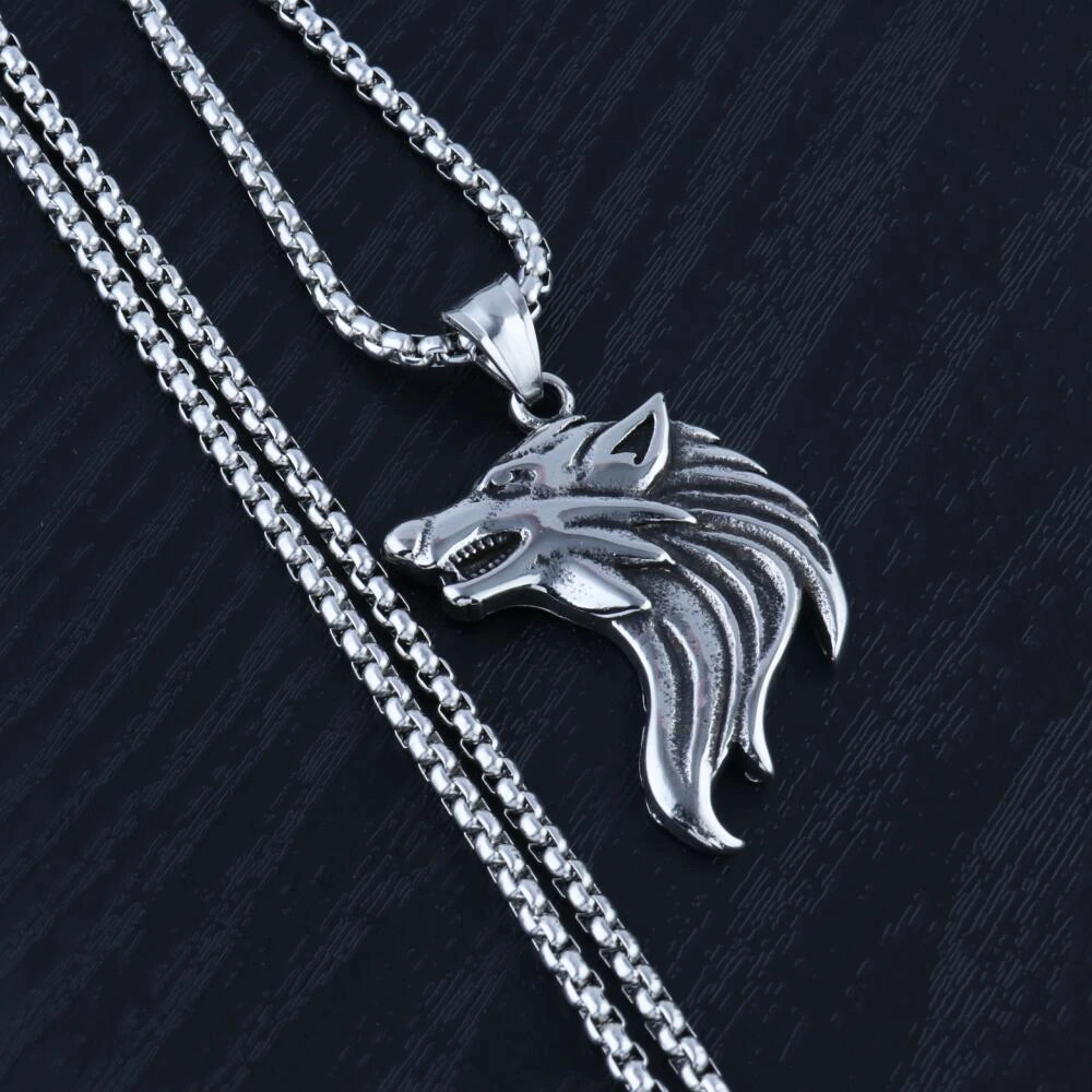 Stainless Steel Alloy Wolf Head Pendant Men's Ornament