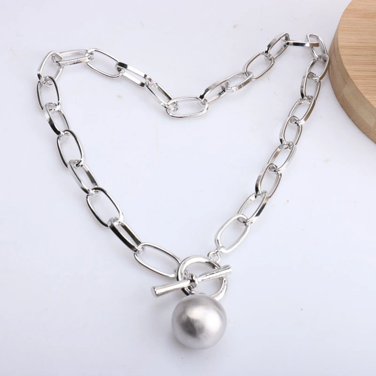 Female metal ball necklace