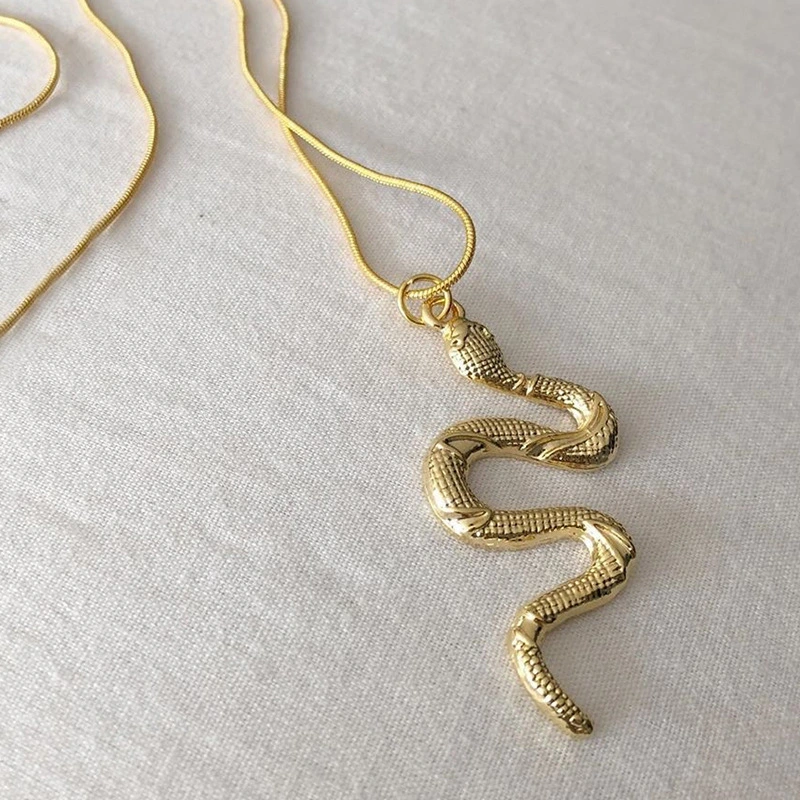 Geometric alloy snake pendant necklace