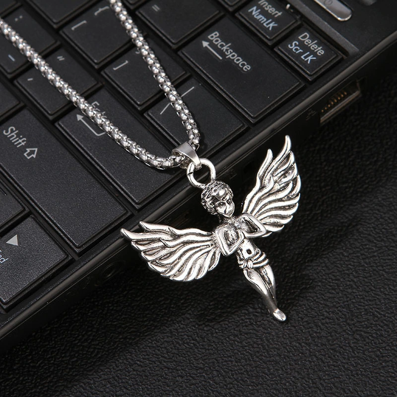 Fashion titanium steel Angel hip hop sweater chain