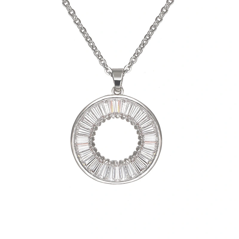 Simple Temperament All-match Micro-inlaid Round Hollow Pendant Necklace