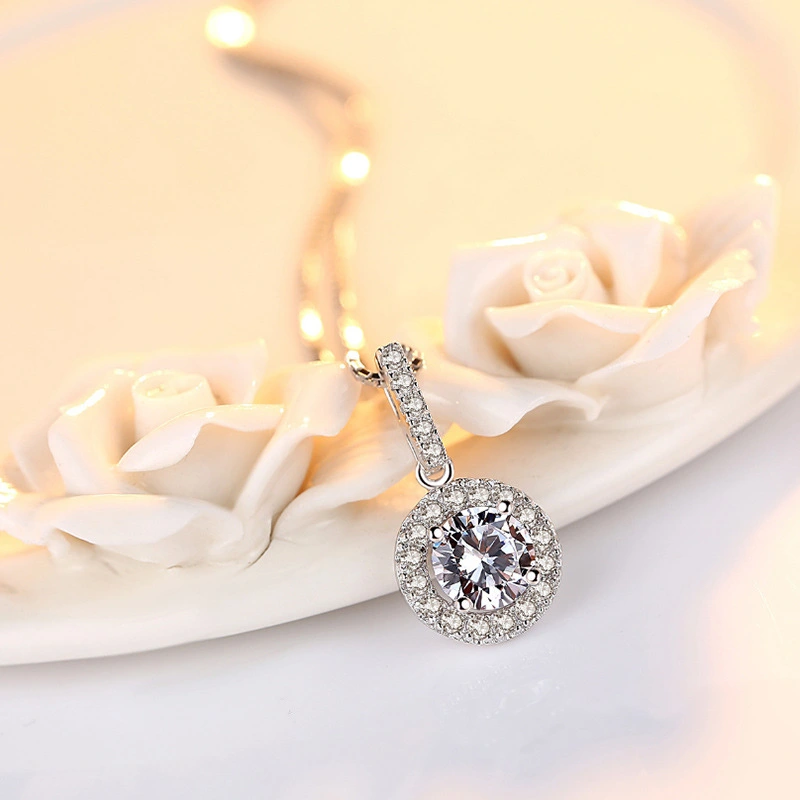 Round colored gemstone pendant necklace
