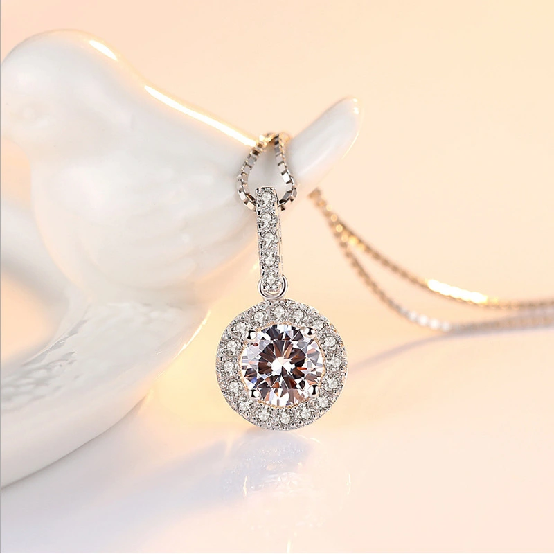 Round colored gemstone pendant necklace