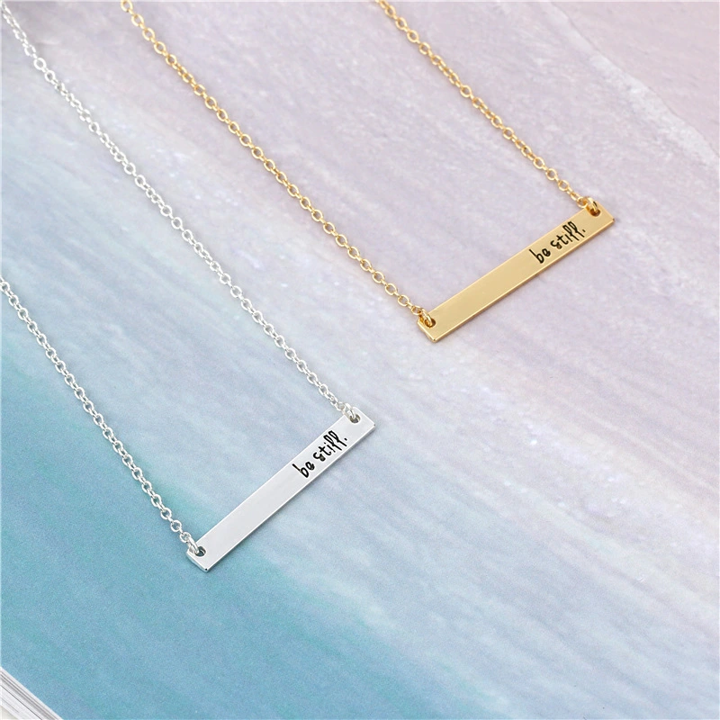 One word horizontal necklace women quiet item