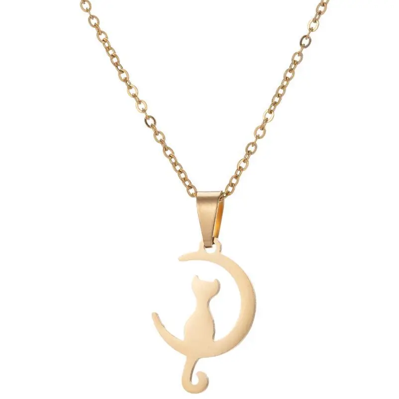 Lovely temperament moon kitten cat collarbone chain