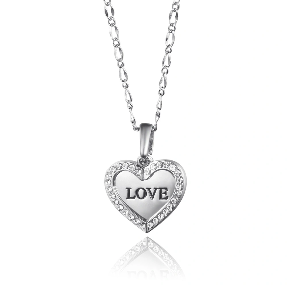 Engraved love peach heart pendant necklace