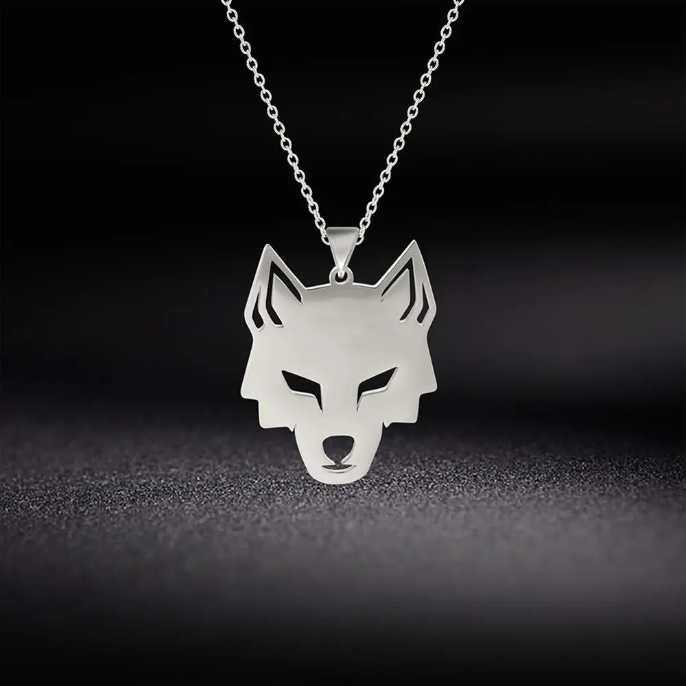 Wolf Head Stainless Steel Pendant Necklace