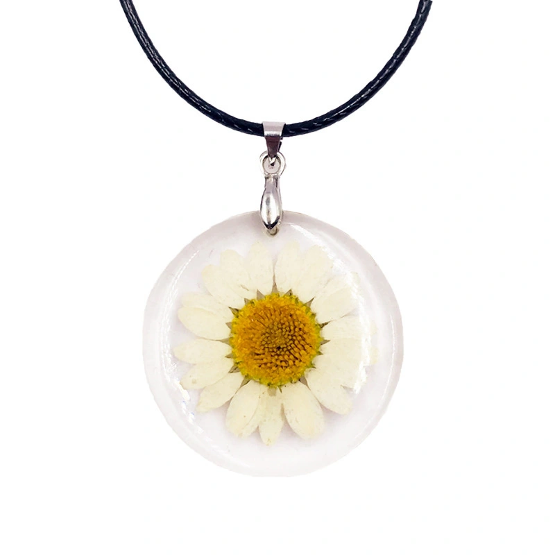 Epoxy Dried Flower Necklace Pendant