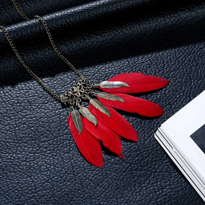 European and American Bohemian Feather Necklace