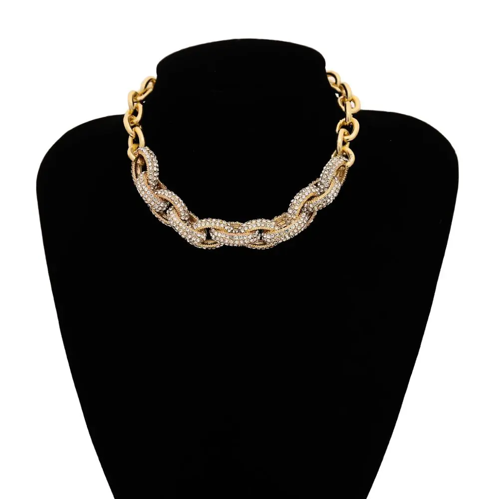 Simple cross chain micro-inlaid punk zircon necklace