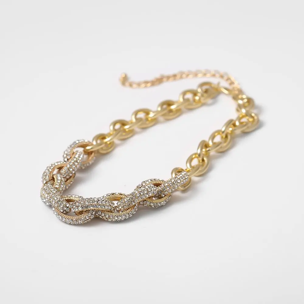 Simple cross chain micro-inlaid punk zircon necklace