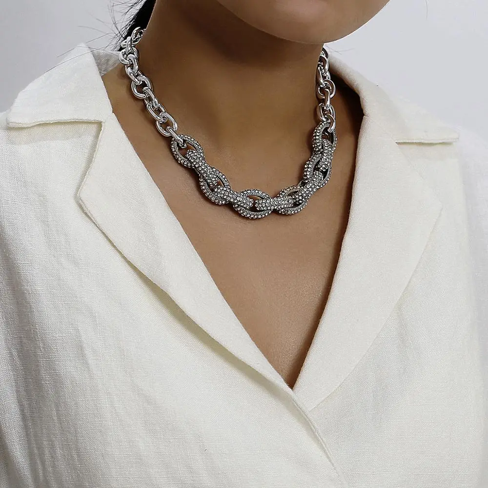 Simple cross chain micro-inlaid punk zircon necklace