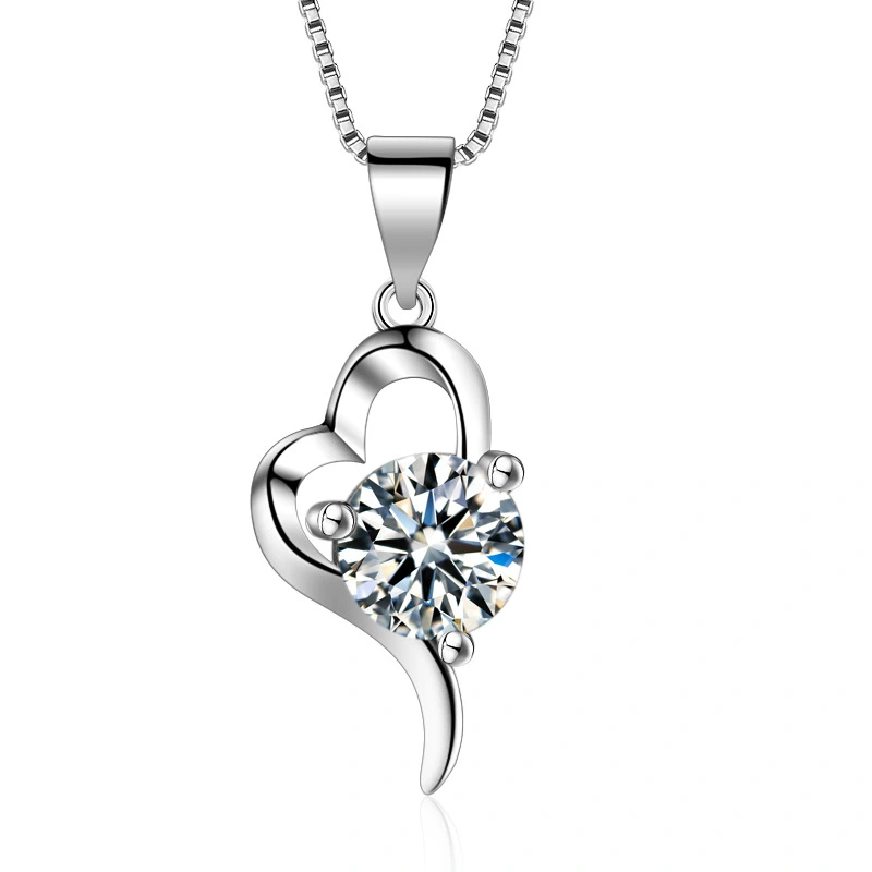 Silver-plated necklace Korean fashion heart pendant women