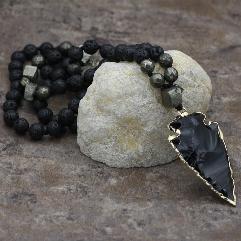 Colorful stone beads crystal bud tassel necklace
