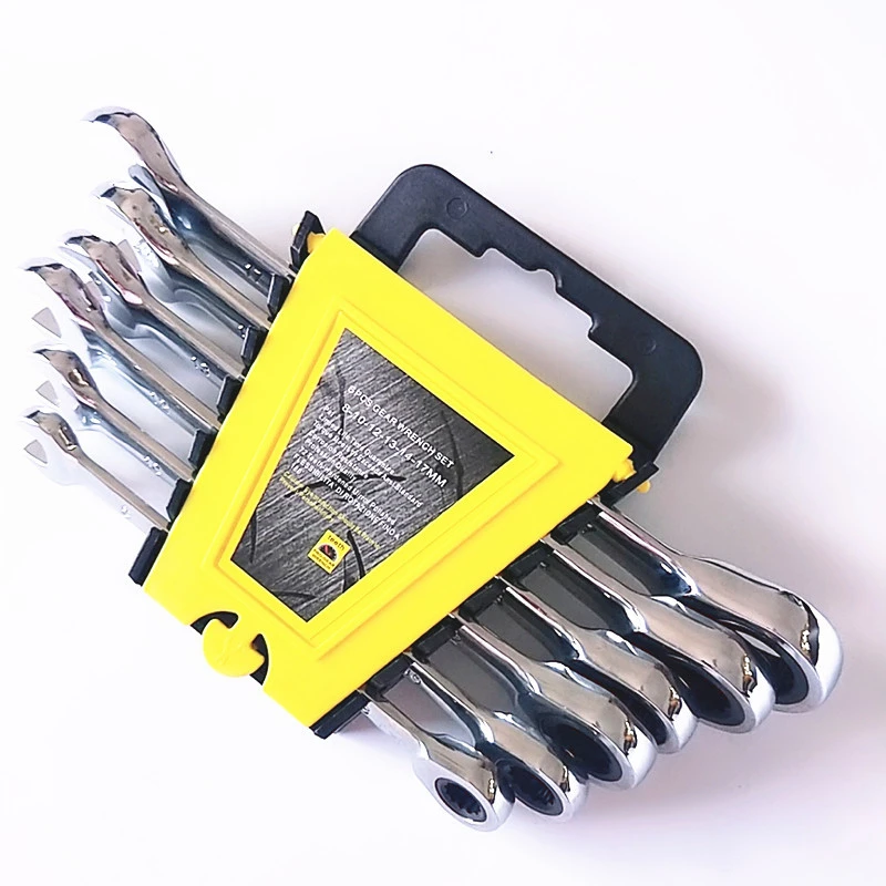 Dingyu Manufacturer Sells CR-V Dual-purpose Ratchet Quick Wrench 8-17mm 6PCS Set