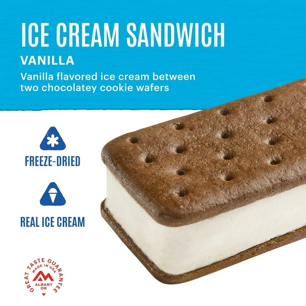 Mountain House Vanilla Ice Cream Sandwich | Freeze Dried Backpacking & Camping Food | 1 Serving