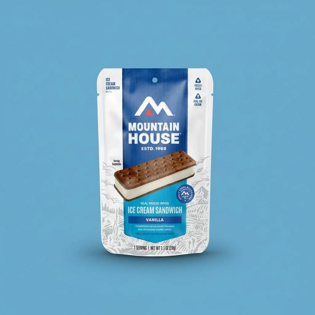 Mountain House Vanilla Ice Cream Sandwich | Freeze Dried Backpacking & Camping Food | 1 Serving