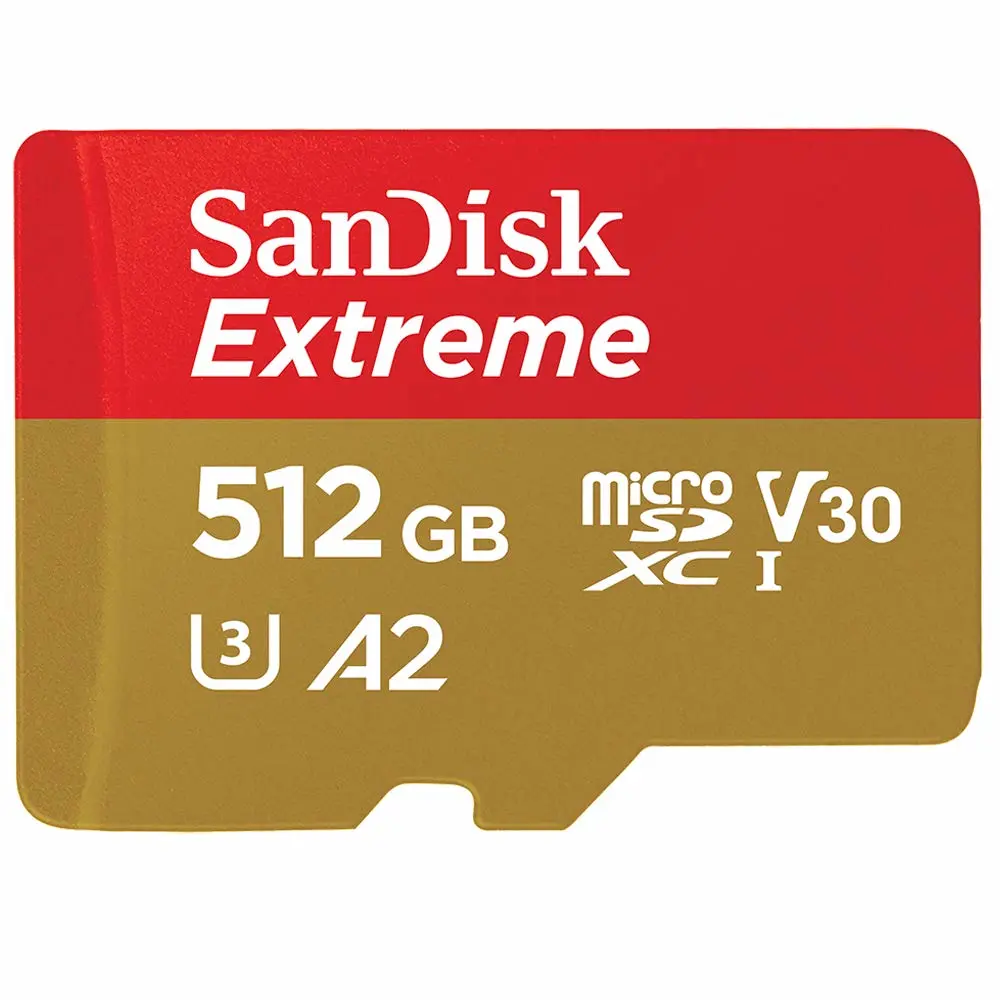 SanDisk 512GB Extreme microSDXC UHS-I Memory Card with Adapter - Up to 160MB/s, C10, U3, V30, 4K, A2, Micro SD - SDSQXA1-512G-GN6MA