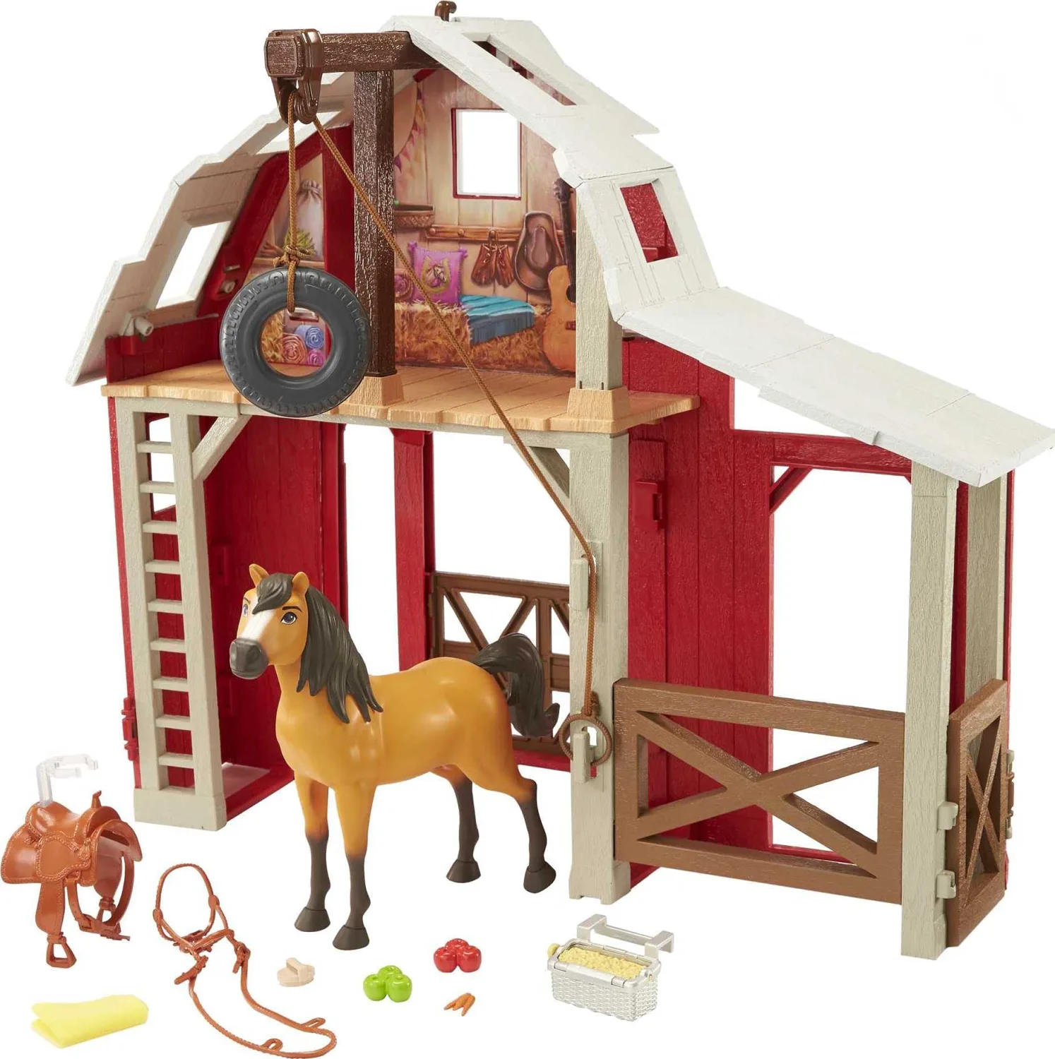 Mattel Spirit Untamed Spirit Untamed Barn Playset with Spirit Horse, Barn, 3 Play Areas, & 10 Play Pieces, Great Gift for Ages 3 Years Old & Up,HDK56