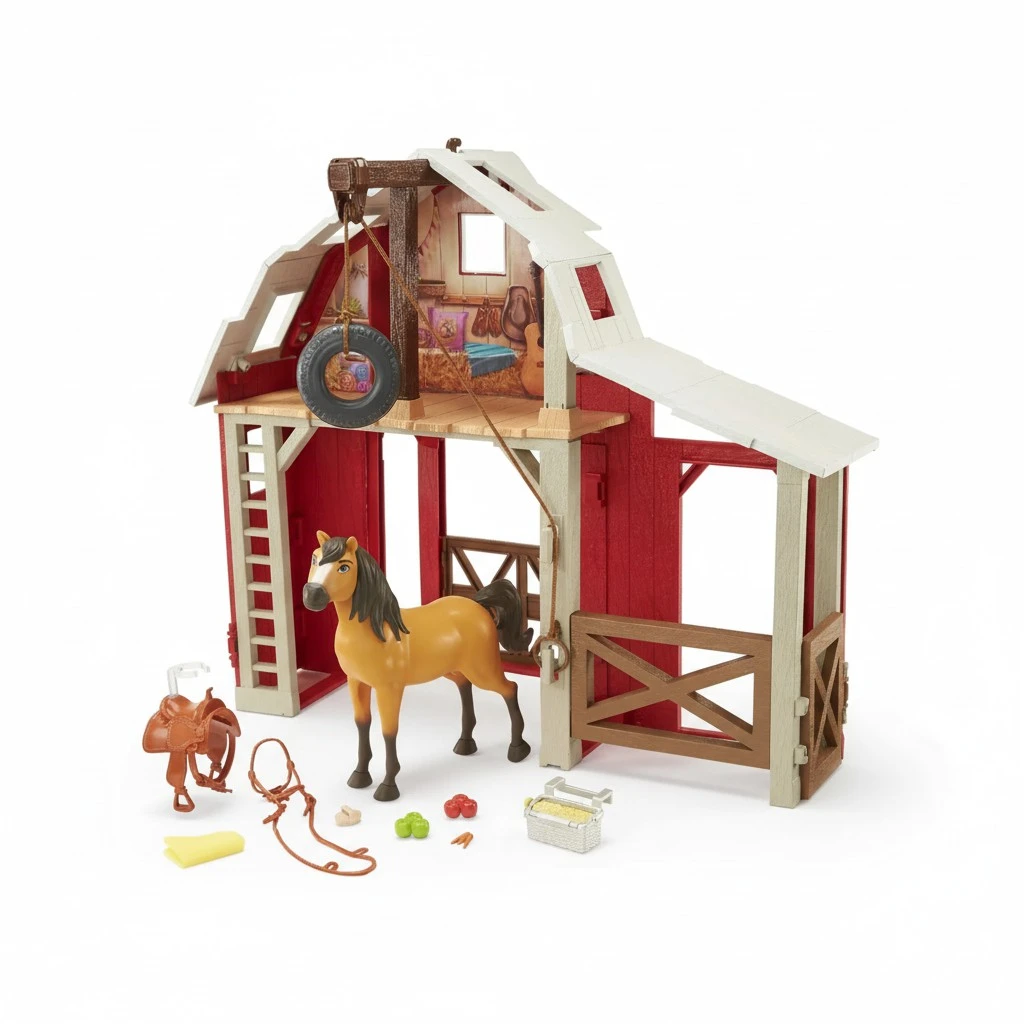 Mattel Spirit Untamed Spirit Untamed Barn Playset with Spirit Horse, Barn, 3 Play Areas, & 10 Play Pieces, Great Gift for Ages 3 Years Old & Up,HDK56