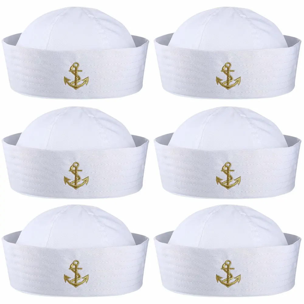 Boao White Sailor Hats Captain Hats Sailor Ship Nautical Yacht Caps for Women Men Halloween Summer Costume Part