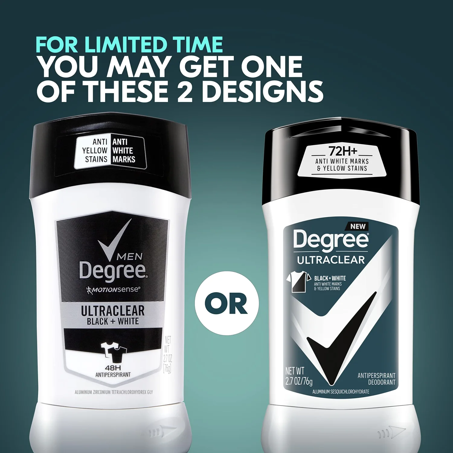 Degree Men UltraClear Antiperspirant Deodorant Black + White 4 count 72-Hour Sweat & Odor Protection Antiperspirant For Men With MotionSense Technology 2.7 oz