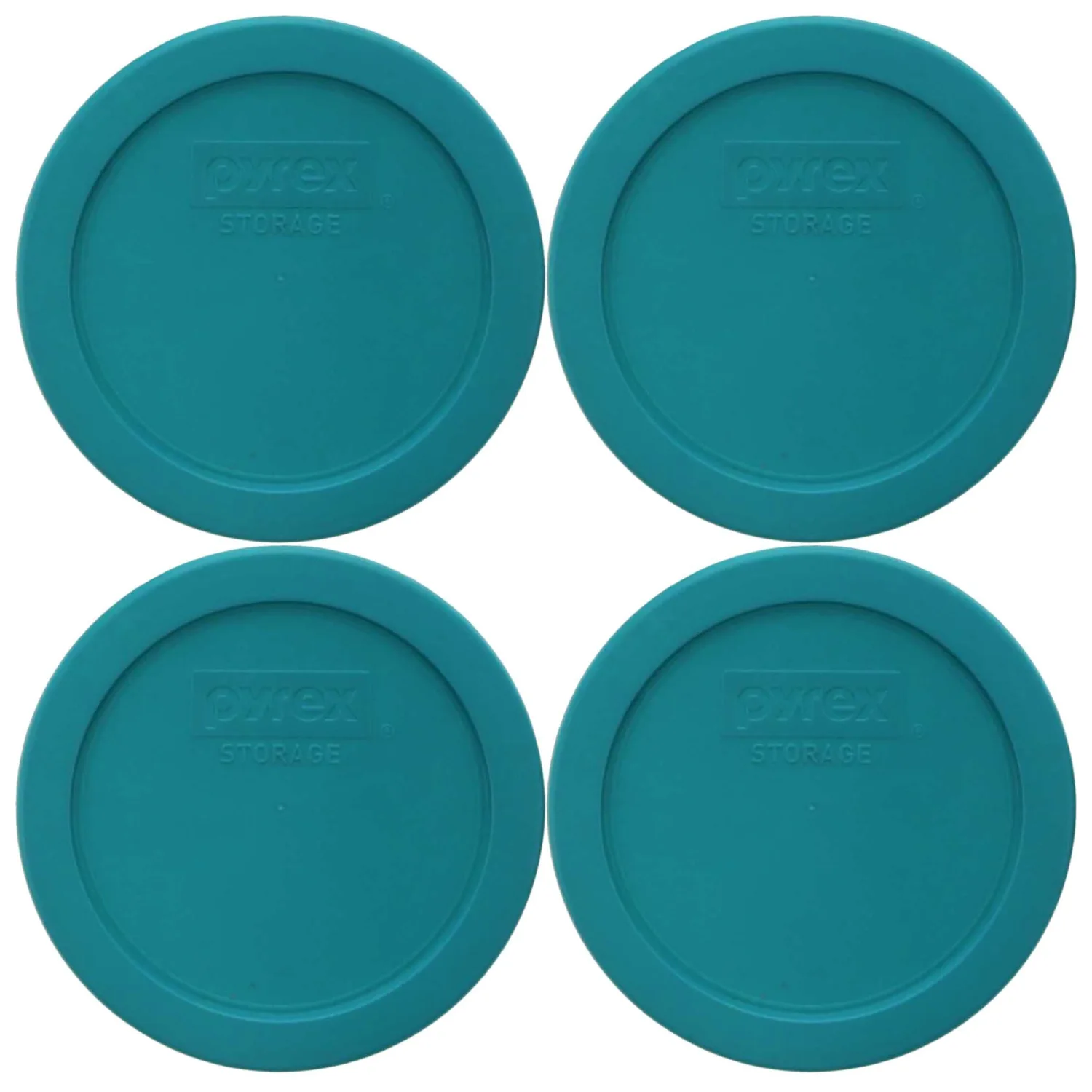 Pyrex 7201-PC 4-Cup Turquoise Plastic Replacement Food Storage Original Genuine Pyrex Lid, Made in USA - 4 Pack